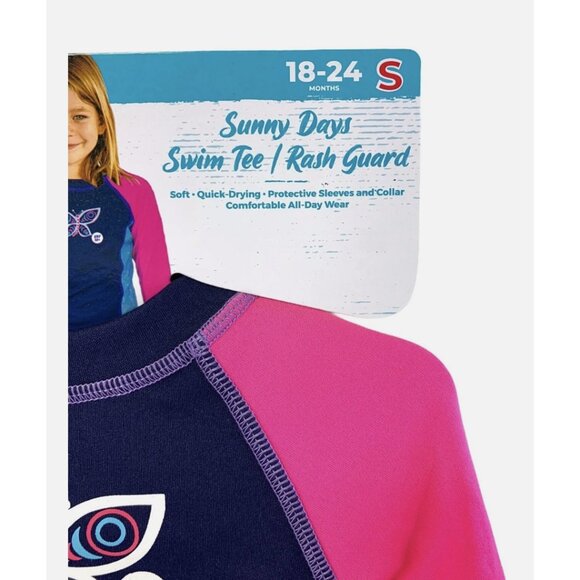 Sun Smart Girls Rash Guard Swim Tee Small 18-24 Months Butterfly UPF 50+ - Picture 2 of 4